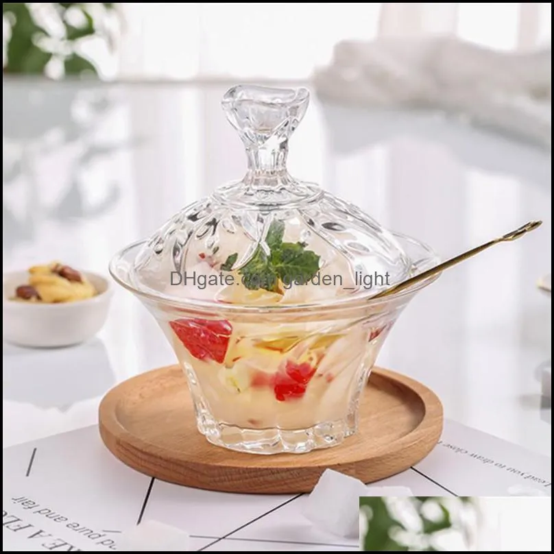 nordic glass birds nest bowl with lid creative transparent dessert fruit household heat resistant salad dishes tableware bowls