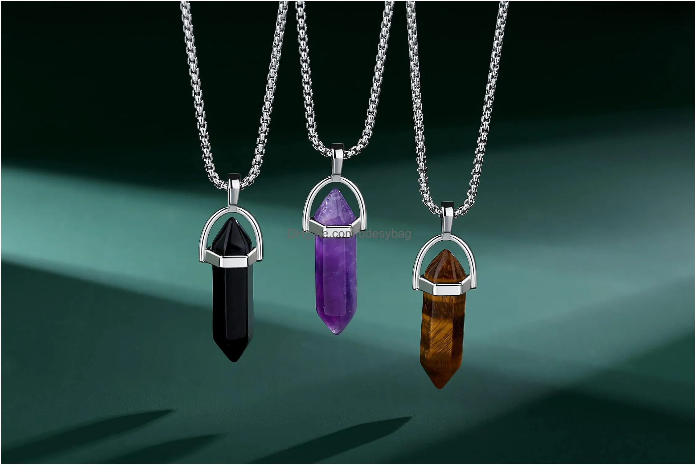 xiannvxi wholesale items healing crystal pendant charms jewelry making natural gemstone bulk chakra reiki stone point pendants set