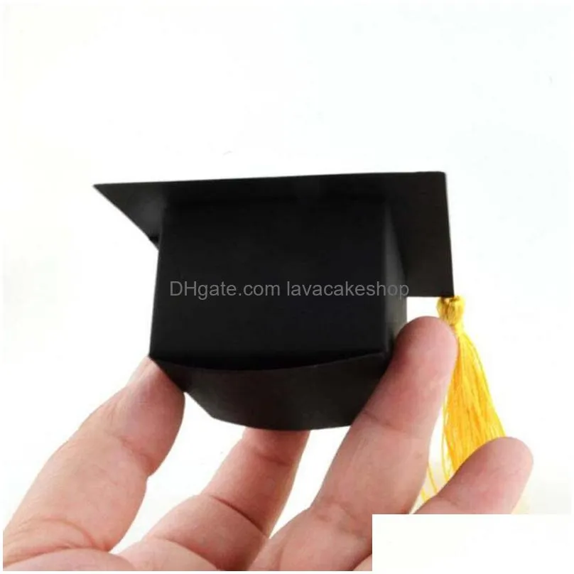 50pcs/lot doctor hat cap candy box graduation celebration party decoration candy favor boxes graduation gift packing box t200229