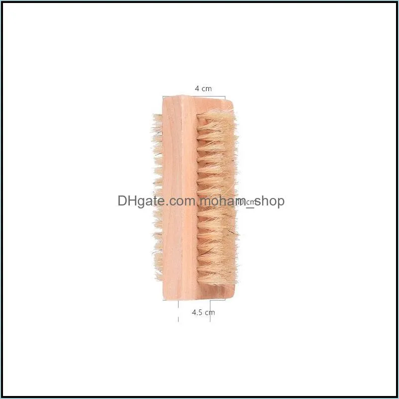 wood nail brush two sided natural boar bristles wooden manicure nail brush spa dual surface brush hand cleansing brushes paa10358