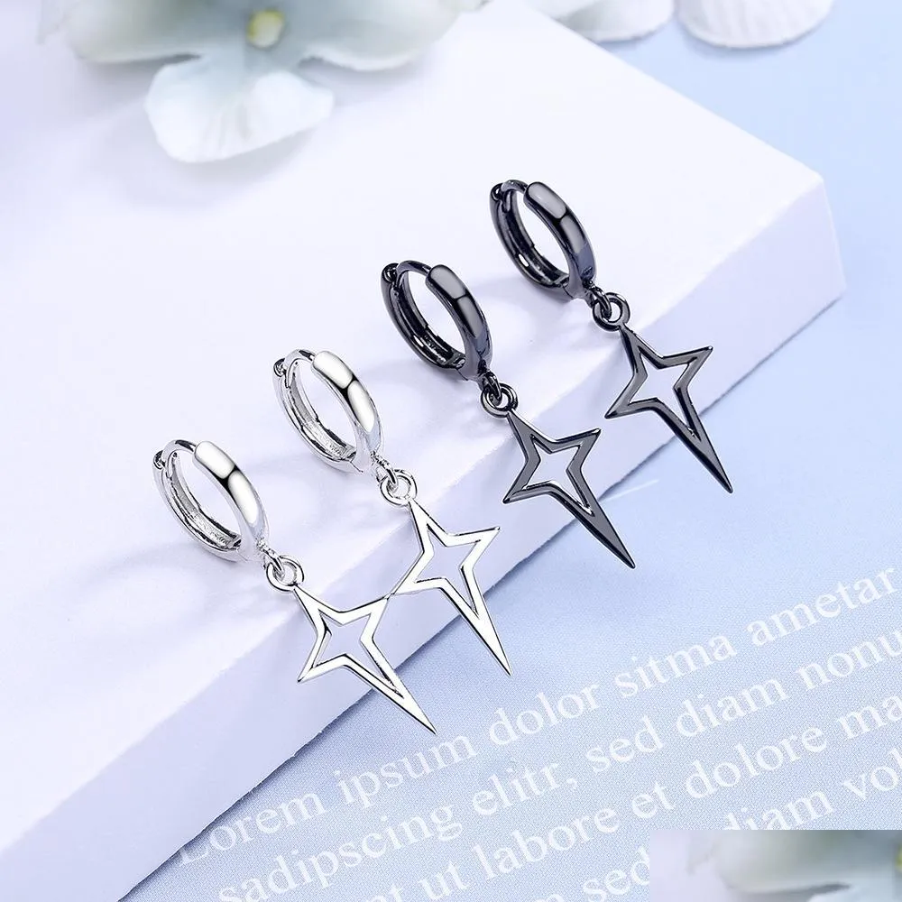 pendants 925 sterling silver woman fashion jewelry black thai silver star simple retro long tassel earrings