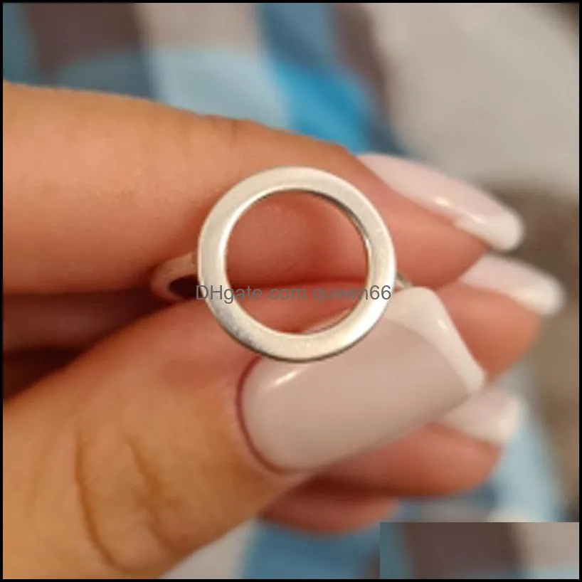 minimalist jewelry silver color geometric rings for women adjustable round triangle heartbeat finger ring bague femme