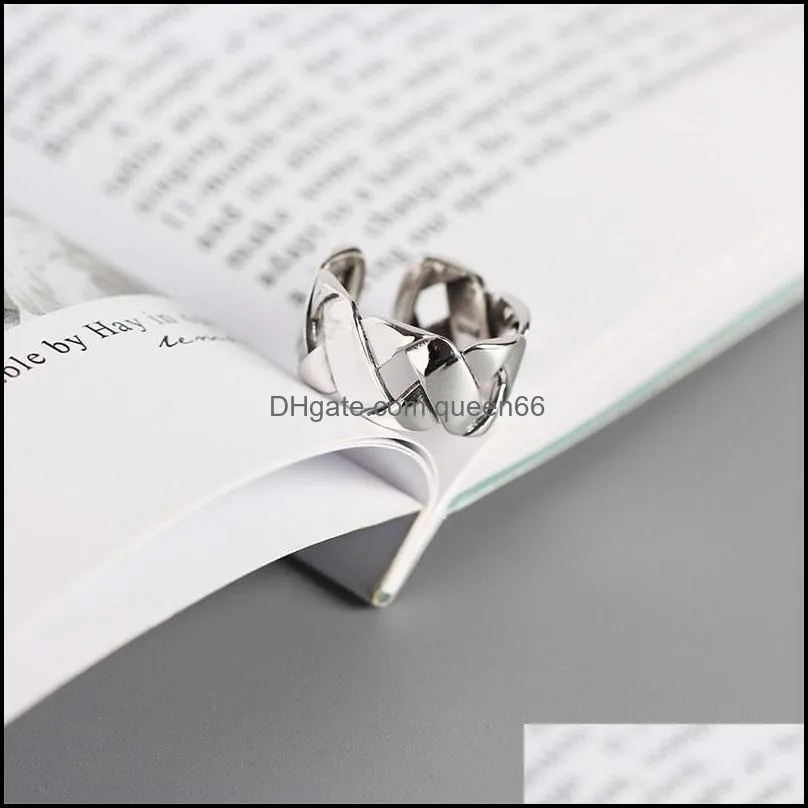 genuine 925 sterling silver open ring for women men vintage thick braided korean design fine party punk jewelry ymr729