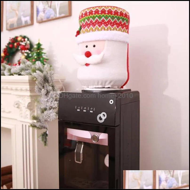 drinking bucket cartoon snowman dust cover christmas office home decorations santa claus elk water dispenser barrel cover