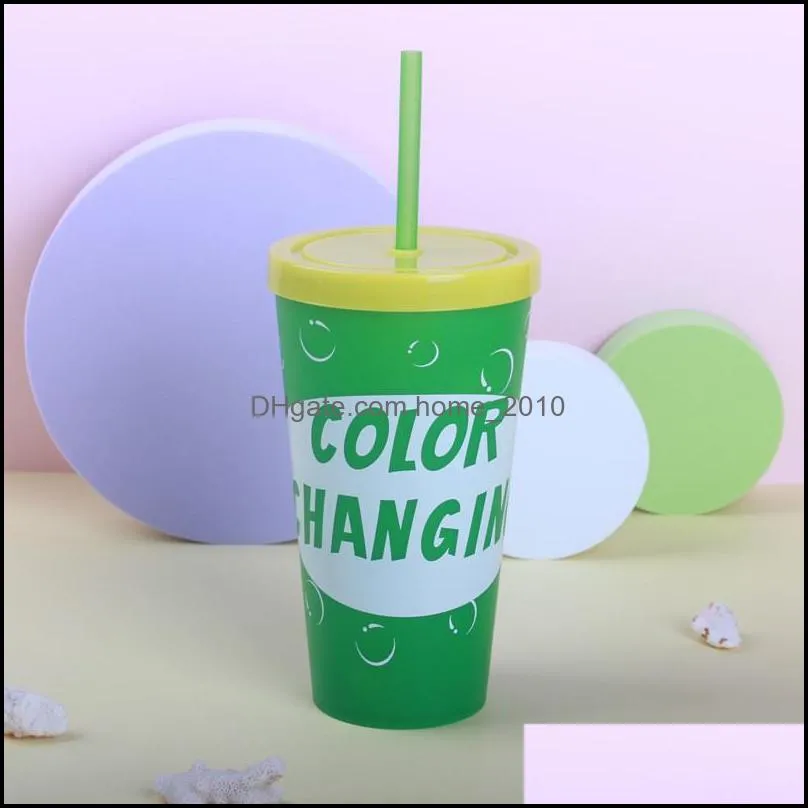 650ml color changing pp plastic cup reusable party water beverage mug with straws variable colors tumblers