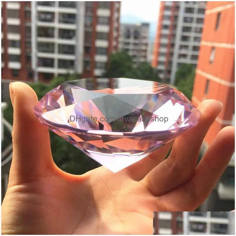 80mm color clear crystal diamond shape paperweight glass gem display ornament wedding home decoration art craft material gift t200330
