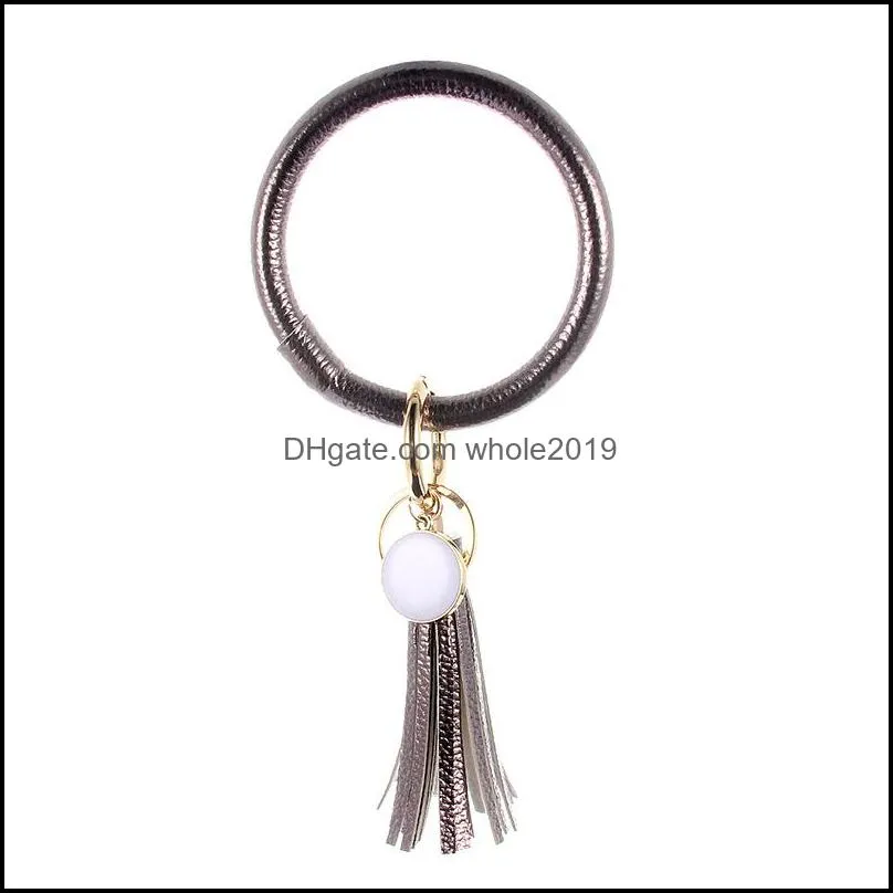 o key ring sunflower pu leather bracelet keyrings wristband keychain tassel pendant bracelets car keys holder women jewelry n1f