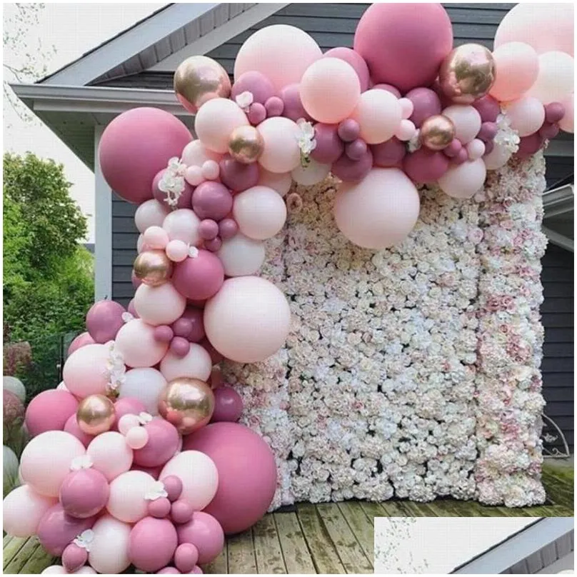 92pcs/lot pink macaron balloons arch baby shower decoration birthday wedding party deco christening favors pastel balloons t200612