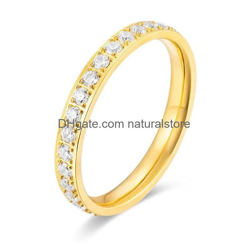 wedding rings finger womens jewelry titanium steel minimalist brilliant cubic zircon high quality eternity proposal ring