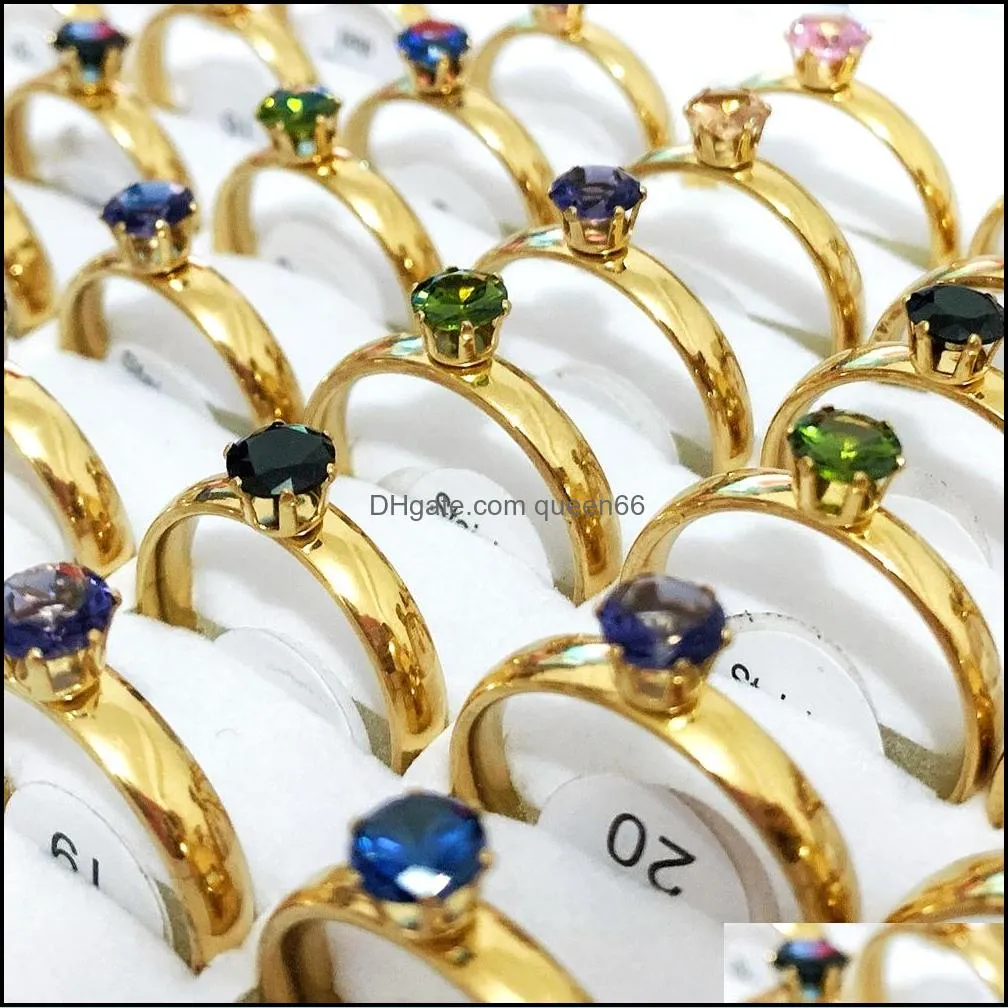 bulk lots 30pcs gold colour rhinestone rings mix zircon for women fashion elegant loves gifts verlobungring jewelry wholesale