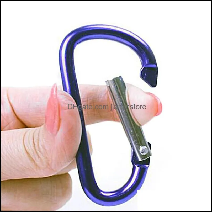 outdoor safety buckle keychain hook sports aluminium alloy climbing key chain button carabiner shape keyring camping hiking hooks