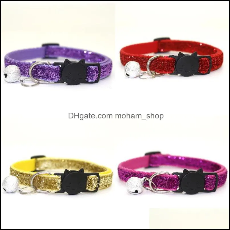 cloth sequins dog collar small bell dogs cat buckle collars multi color pet accessories comfortable fashion 1 35qq g2