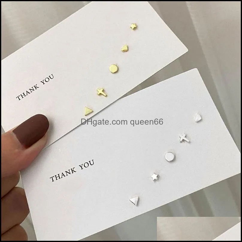 5 pcs/set 100 real 925 sterling silver stud earrings for women simple cute star heart triangle earring fine jewelry yme870