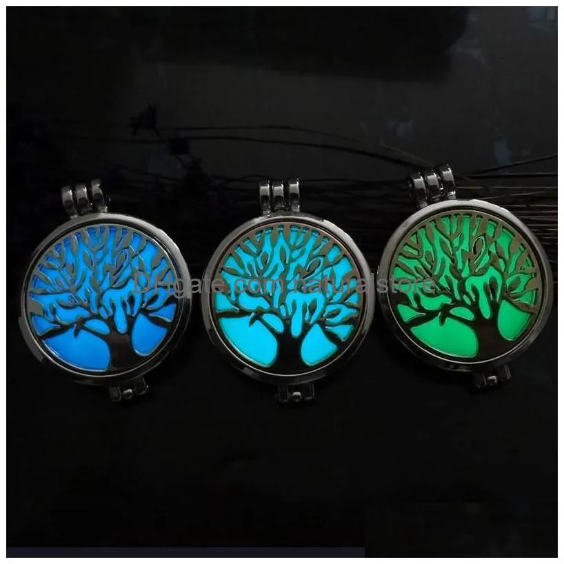 tree of life aromatherapy  oil diffuser necklace openable locket chains glow in the dark necklaces women children fashion jewlery will and