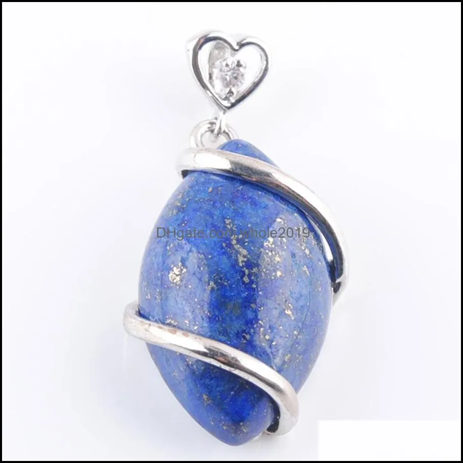 natural gemstone lapis lazuli horse eye shape pendants fashion healing charms pendulum necklace making accessories dn3248
