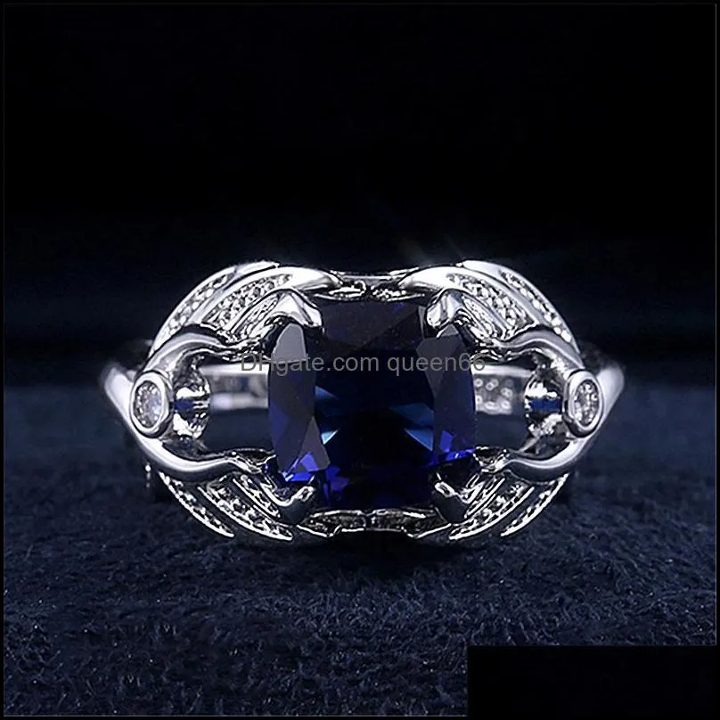 angel wings sapphire rings silver jewelry engagement wedding band ring for men party accessory gemstone ring