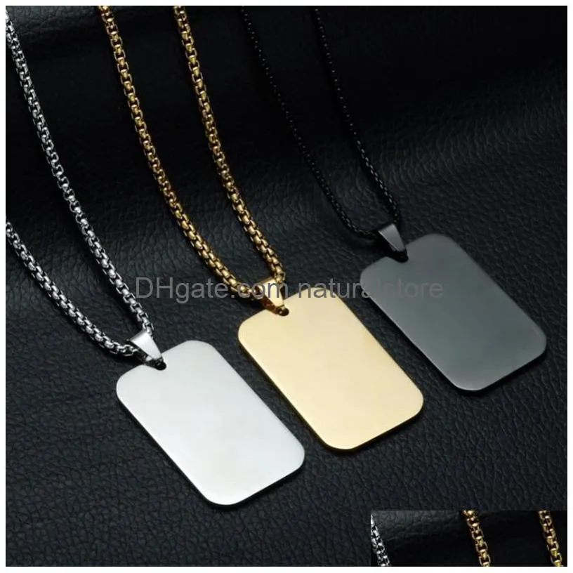 pendant necklaces trendy classic smooth tag for mens fashion simple casual party jewelry gift