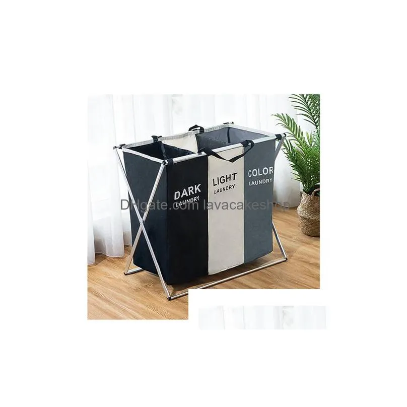 two/three grids dirty clothes storage basket organizer basket collapsible large laundry hamper waterproof home laundry basket t200115