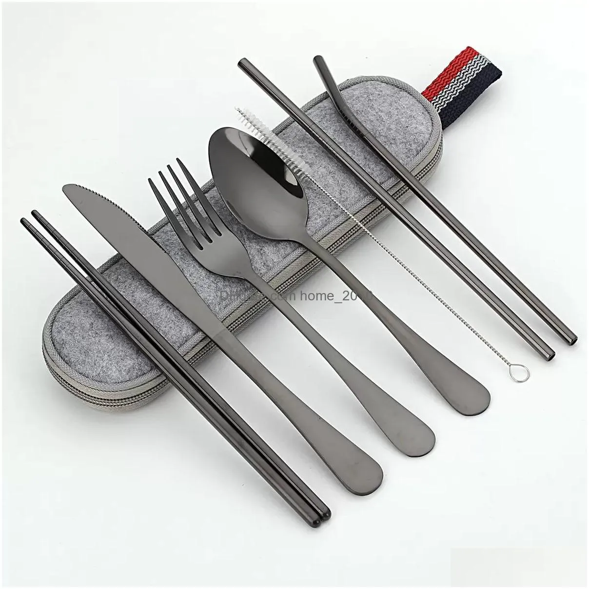 portable stainless steel cutlery set travel camping out dining silverware with waterproof set inventory wholesale