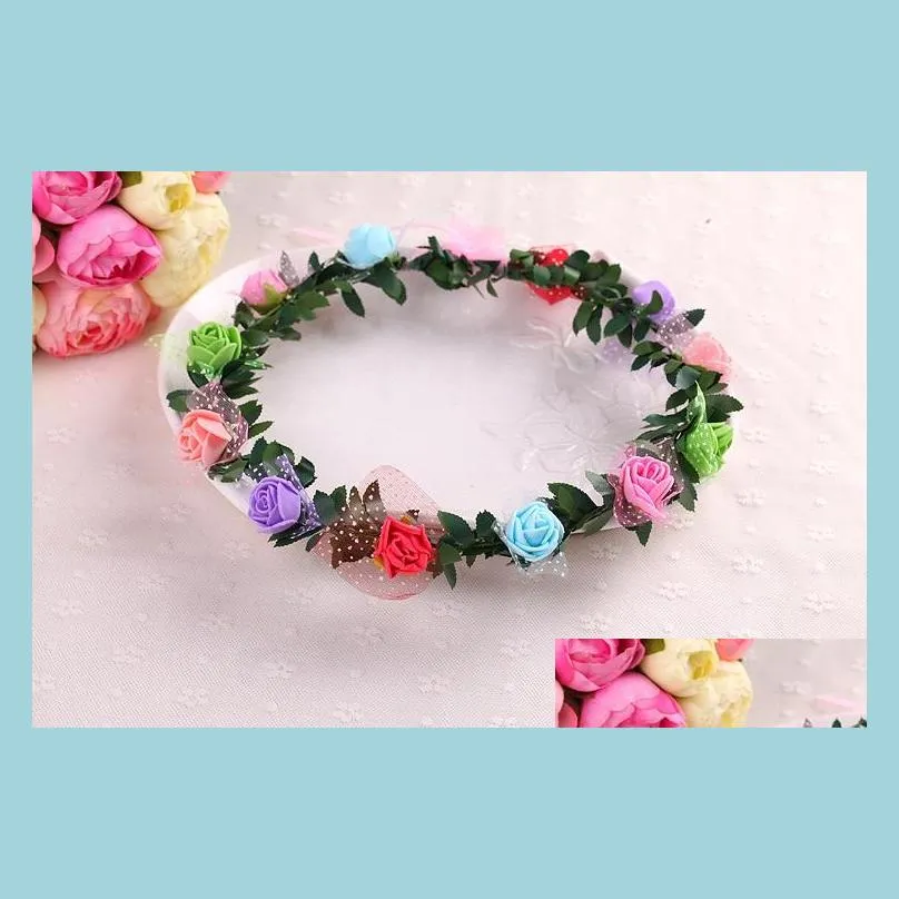 bohemian terylene flower wreath garland crown festival p ography seaside wedding bridal bridesmaid floral headband boho headdress