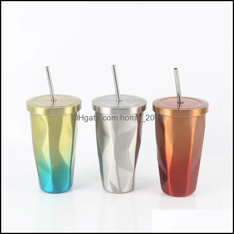 17oz stainless steel cup double wall coffee tumbler with lid and straw high capacity water mug