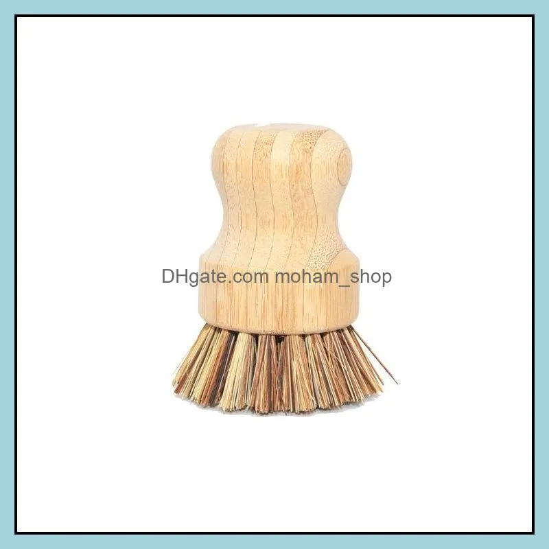 handheld wooden brush round handle pot brushs sisal palm dish bowl pan cleanning brushes kitchen chores rub cleaning tool paf13078