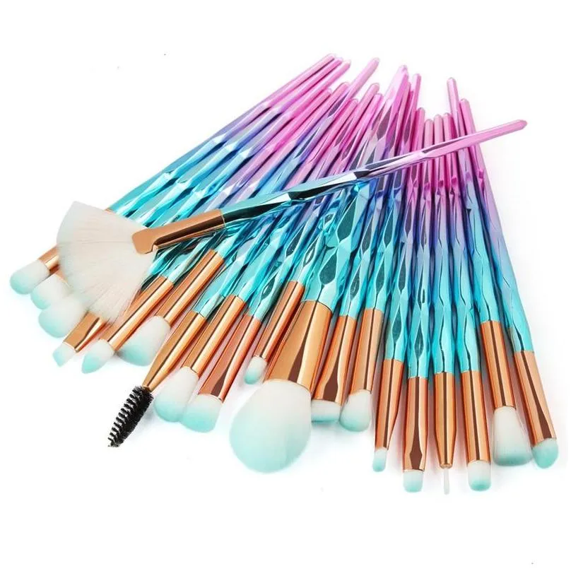 20pcs diamond handle makeup brushes full set of beauty tools eyeshadow brush eyebrow brush230e263r