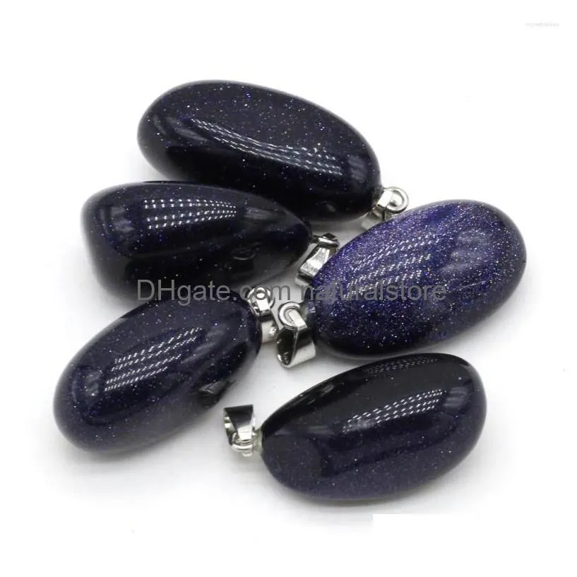 pendant necklaces natural irregular stone pendants polished blue sand necklace accessories for jewelry making bracelet crystal charms