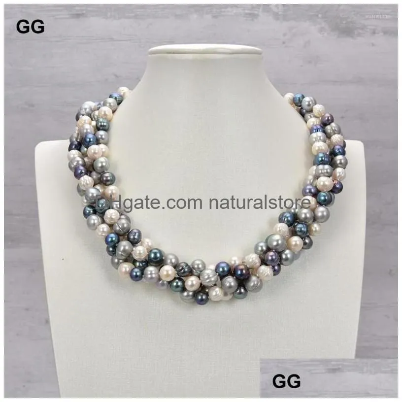 pendant necklaces guaiguai jewelry 20 4 strands 910mm white black round pearl necklace
