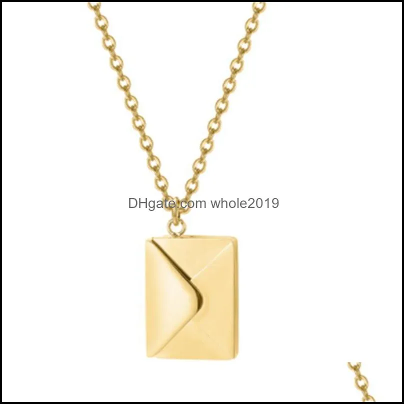 chains love letter envelope pendant necklace stainless steel jewelry valentine day gift ladies for womenchains