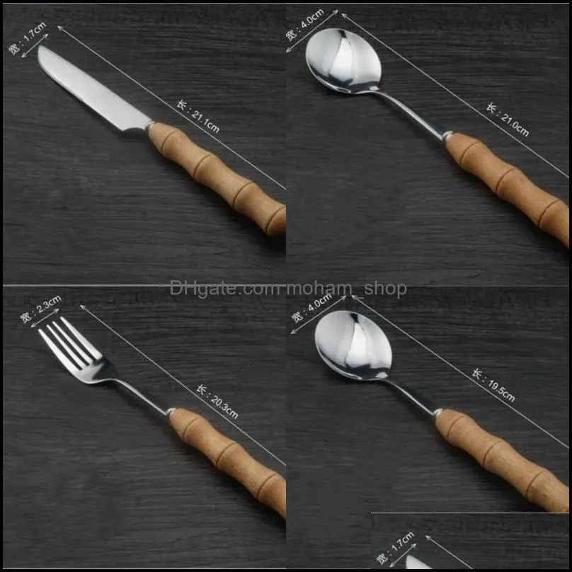 woodiness knife spoons fork tableware long handle stainless steel dinnerware originality dinner service with various pattern 2 35qx j1