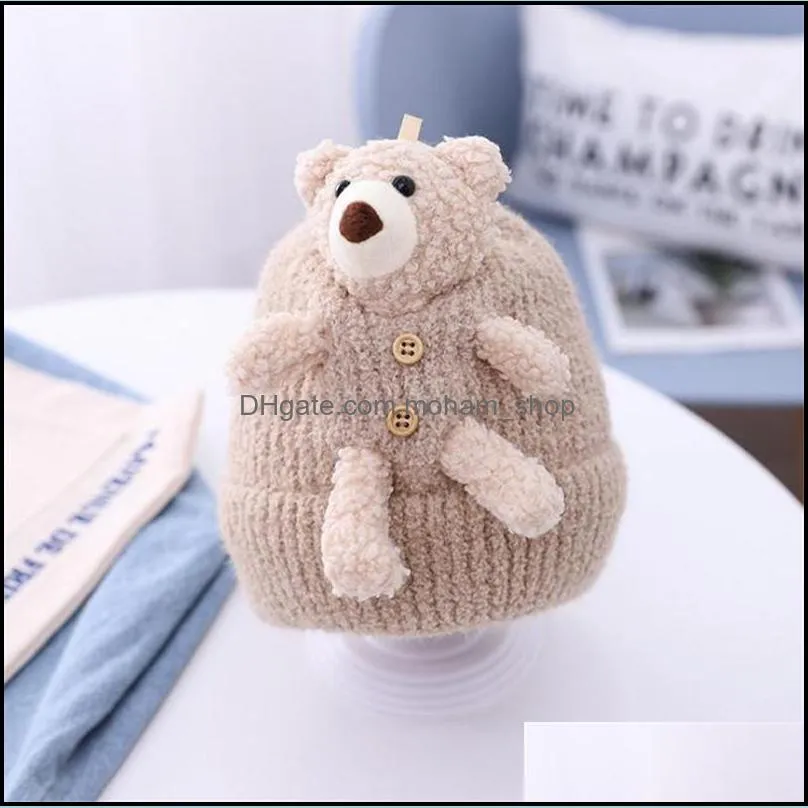 party hats autumn and winter cap baby hat bear cute cartoon knitted caps paf12125