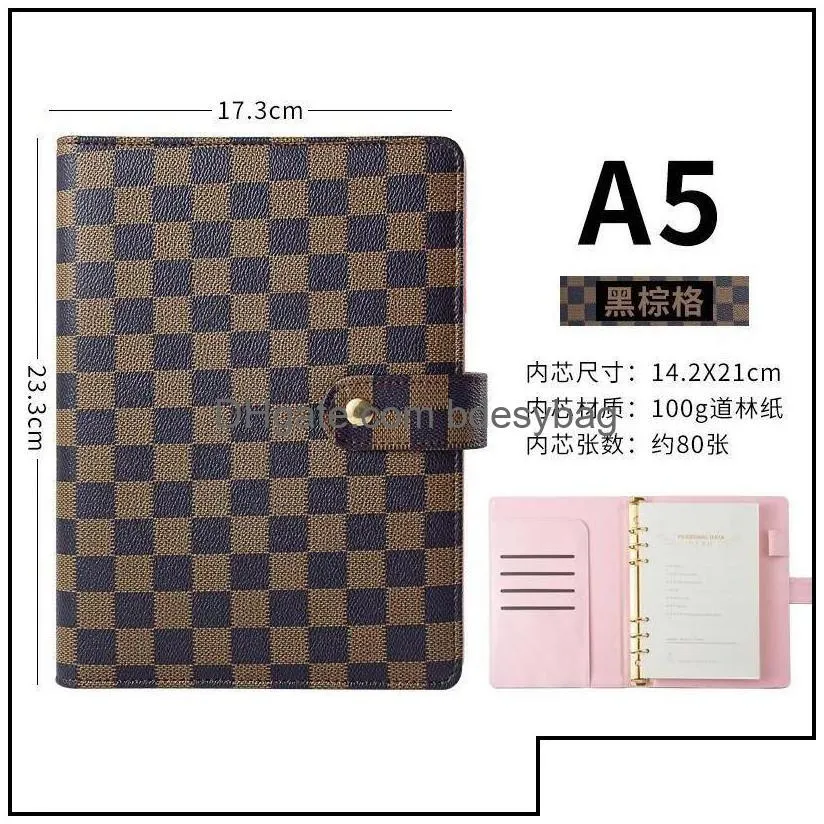 notepads notepads a5 notebook looseleaf highgrade leather er checkered book custom logo drop delivery 2021 office school zl home