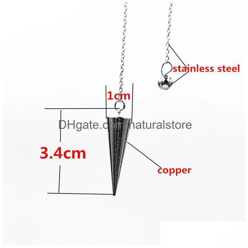 pendant necklaces pendulums for dowsing pendule de reiki healing pyramid spiritual pendulum copper meatl charms chakra amulet