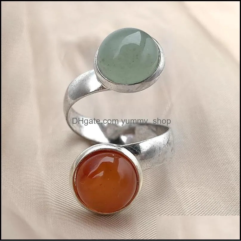 10mm bohemian jewelry natural stone healing crystal ring for women charm birthday party rings adjustabl yummyshop