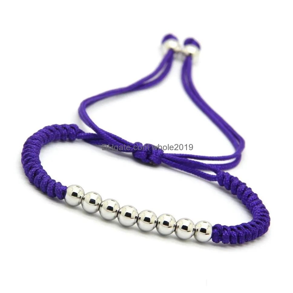 wholesale 10pcs/lot gift fashion jewelry 6mm purple string anil arjandas mix colors braiding macrame cz beads bracelet