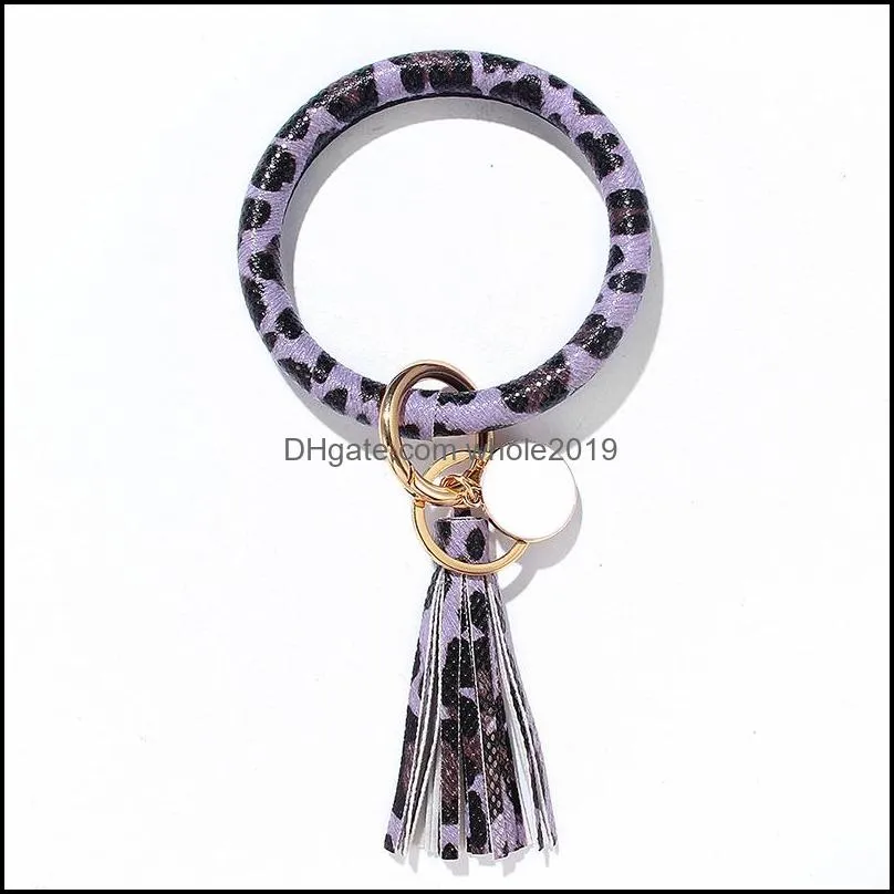 tassel keys chain pu leather wristlet key holder oversized o bracelet bangle keyring women monogrammed keychians xmas gift q2fz