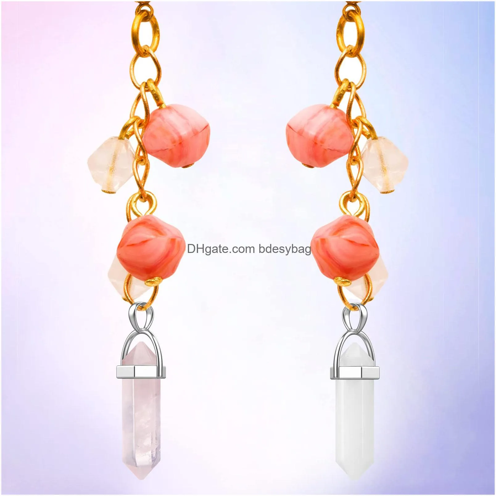 hexagonal natural crystal quartz crystal gemstone pendants diy crystal necklace holder for necklace earrings jewelry making