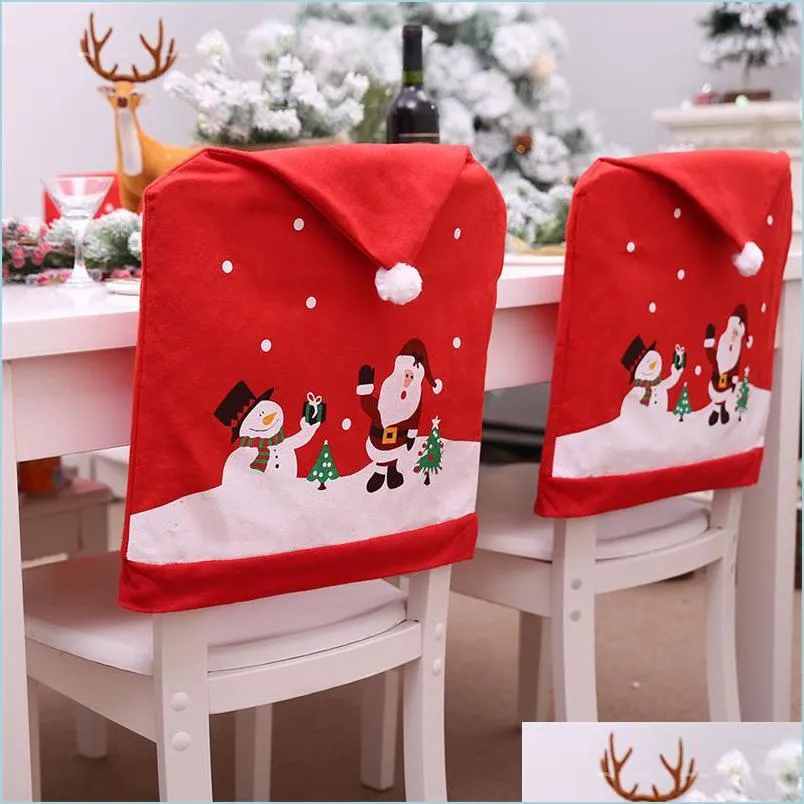 merry christmas santa claus kitchen table chair covers christmas holiday home decoration dining seat home party decor