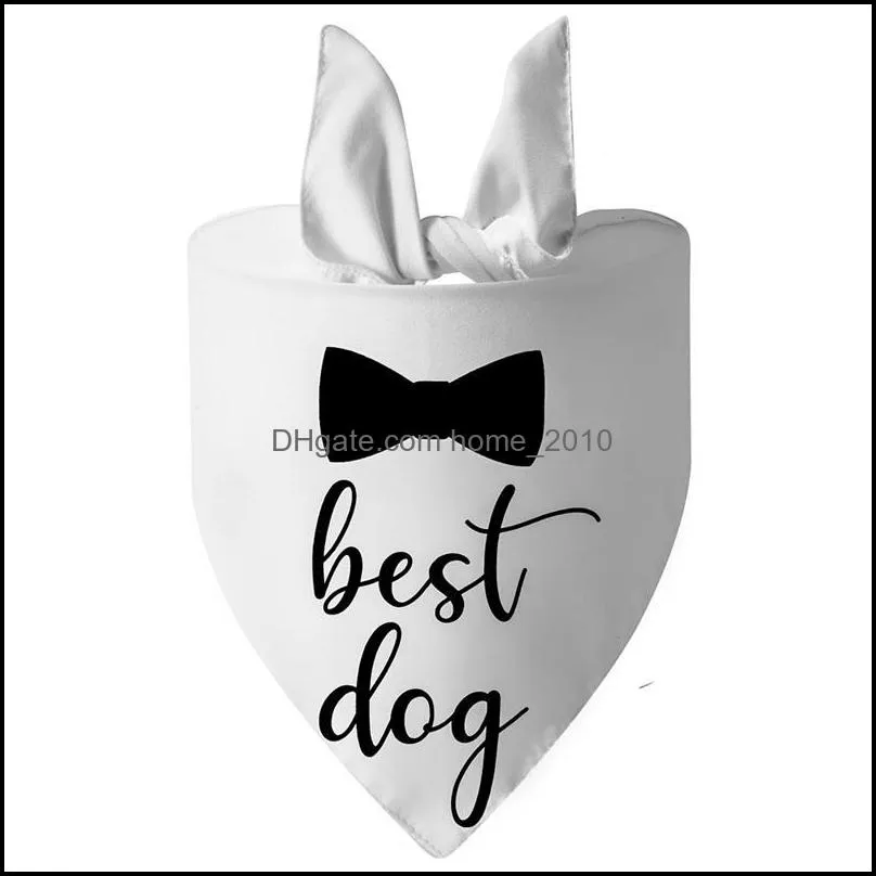 fashion dog wedding triangle bandanas letter pattern pet triangle scarf adjustable soft bib for medium large dog pet accessories