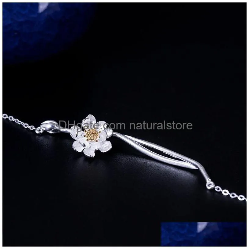 pendant necklaces amxiu handmade lotus flower s925 necklace office lady choker for women mothers day gift daily accessories