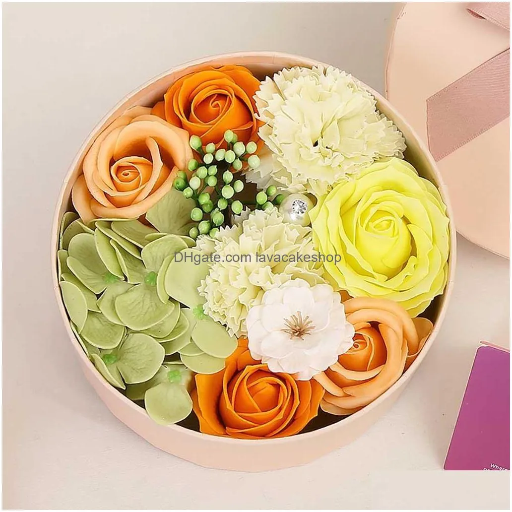 artificial flower soap flower gift box rose orchid peony bouquet home wedding decoration accessories valentines day gift z3 t200509