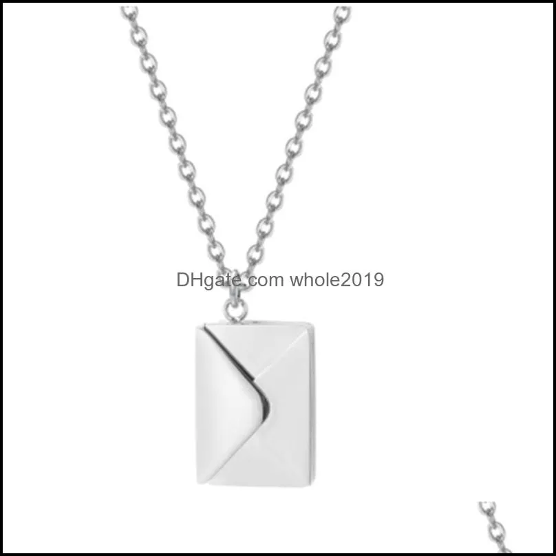 chains love letter envelope pendant necklace stainless steel jewelry valentine day gift ladies for womenchains