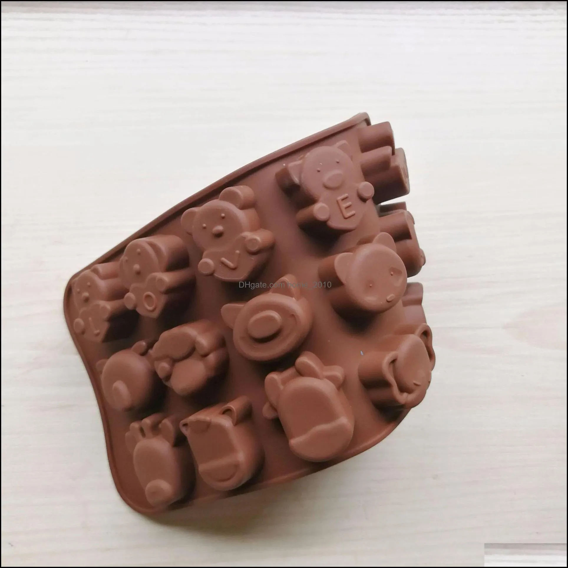 home kitchen gadget chocolate silicone mold 15well mini cartoon love bear baking cake decoration