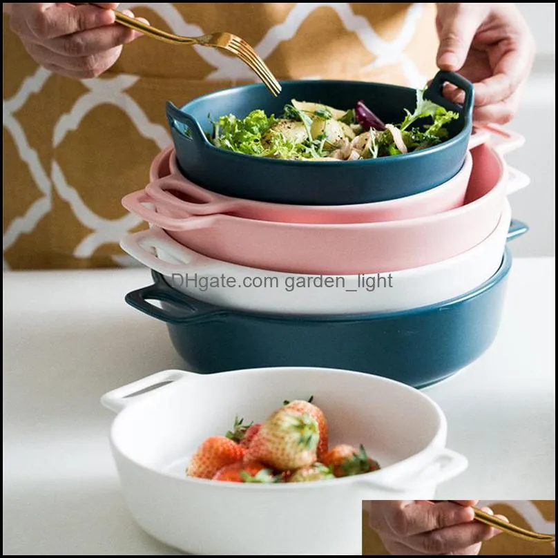 bowls binaural baking dish round ceramic dinner plates cake pans cheese tray dishes microwave oven plate tableware