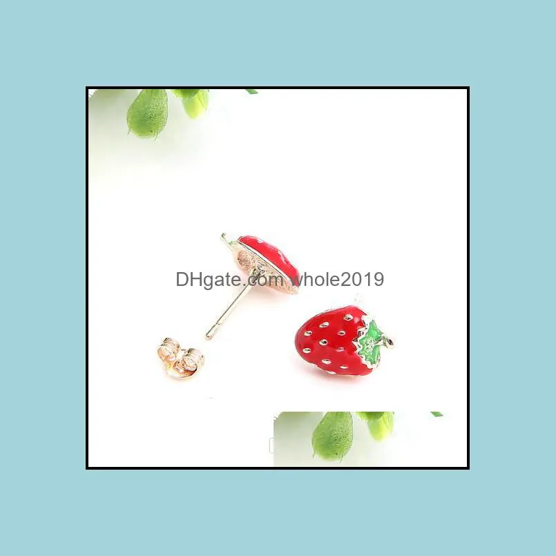 drop of oil red strawberry ear studs for women girls children nice gift lovely fruit stud earring so cute girl jewelry