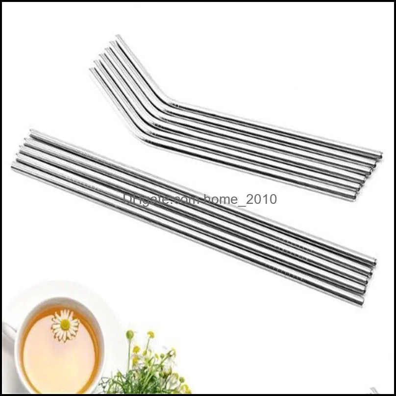 stainless steel straw bent and straight straw drinking straws metal straw party wedding bar drinking tools