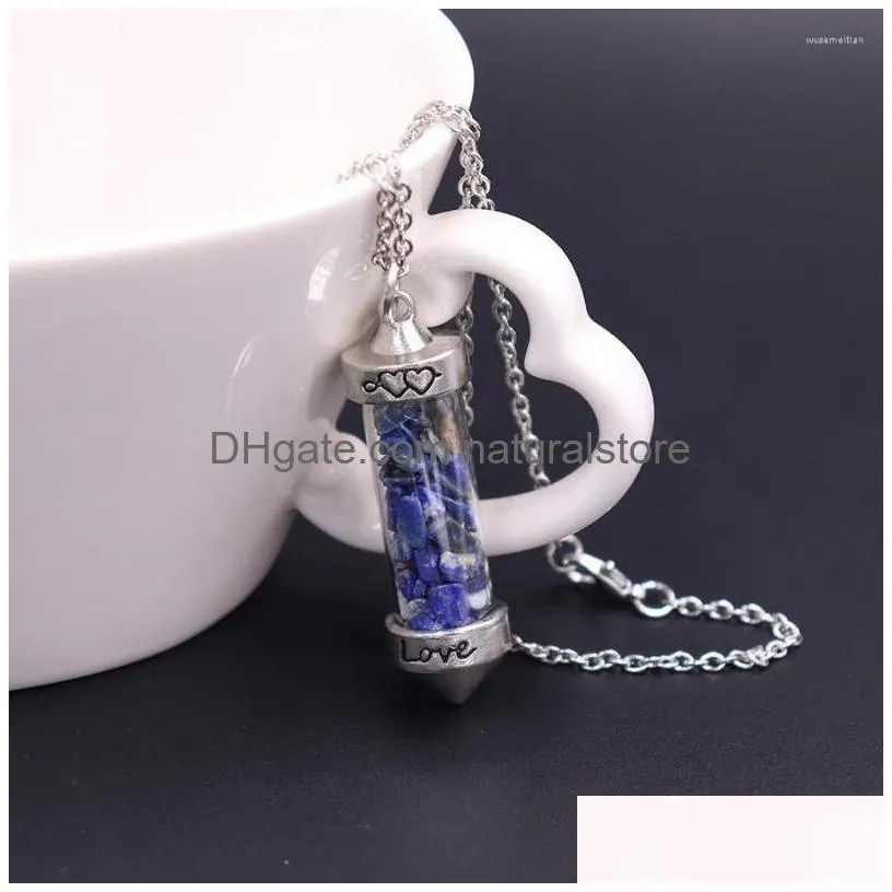 pendant necklaces drift bottle cone chakra reiki healing crystal beads inside necklace wholesale charms vintage jewelry women men