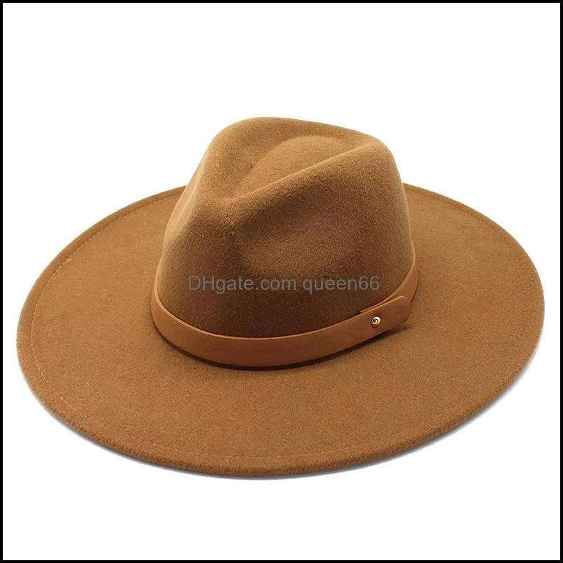 9.5cm large brim fedora hat women men jazz panama cap woman man top hats and caps ladies trilby chapeau spring autumn winter wholesale 2022