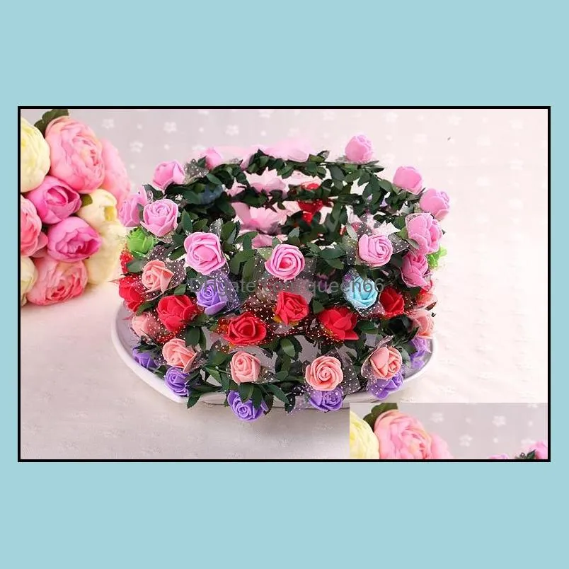 bohemian terylene flower wreath garland crown festival p ography seaside wedding bridal bridesmaid floral headband boho headdress